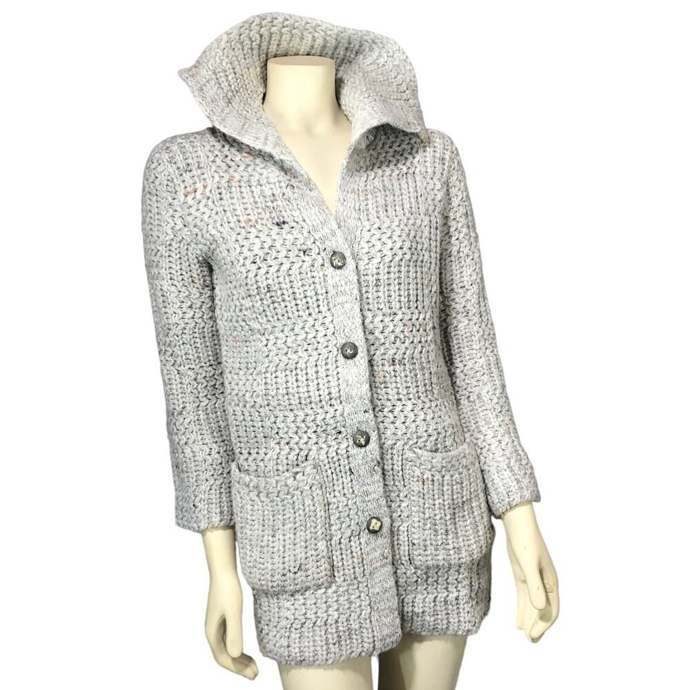 Vintage Duet creations chunky knit gray flecked Cardigan size small